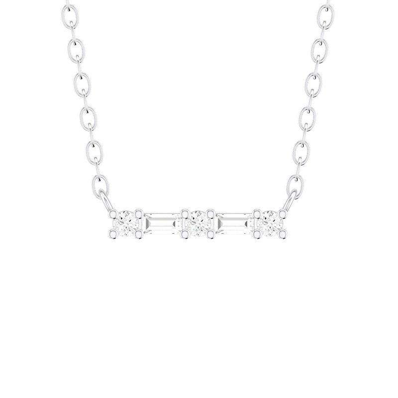 0.12 Carat Mixed Diamond Bar Necklace in 14K White Gold