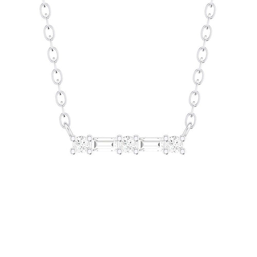 0.12 Carat Mixed Diamond Bar Necklace in 14K White Gold