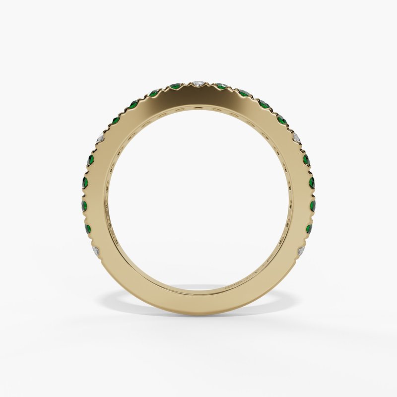 Emerald & Diamond Birthstone Band