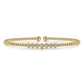 Pre-owned | 14K Yellow Gold Bujukan Bead and Cluster Diamond Bangle