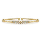 Pre-owned | 14K Yellow Gold Bujukan Bead and Cluster Diamond Bangle