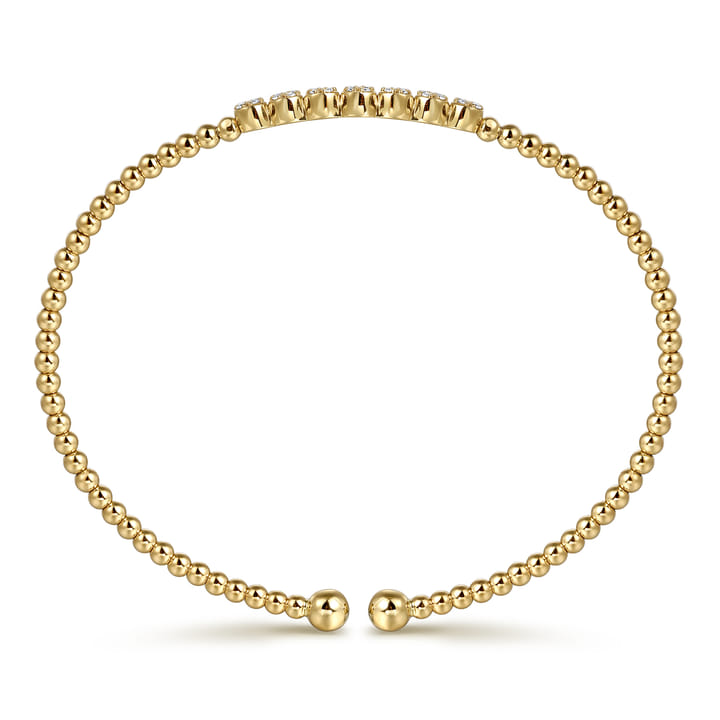 Pre-owned | 14K Yellow Gold Bujukan Bead and Cluster Diamond Bangle