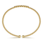 Pre-owned | 14K Yellow Gold Bujukan Bead and Cluster Diamond Bangle