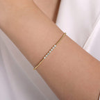 Pre-owned | 14K Yellow Gold Bujukan Bead and Cluster Diamond Bangle