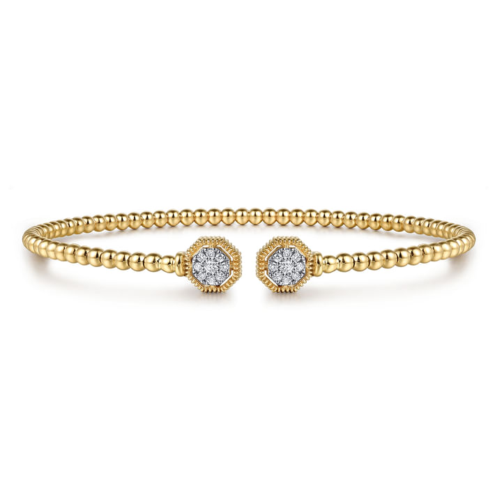 Pre-owned | 14K Yellow Gold Bujukan Diamond Hexagon Split Bangle