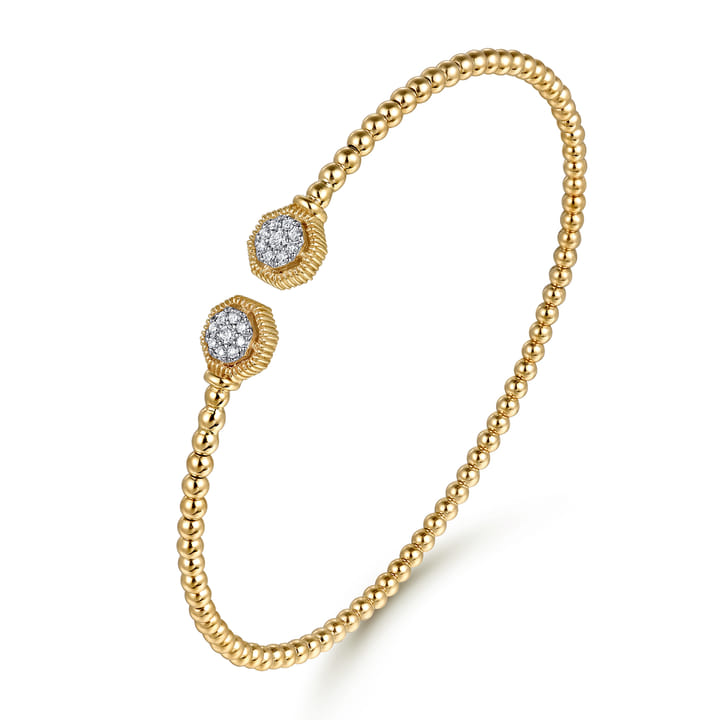 Pre-owned | 14K Yellow Gold Bujukan Diamond Hexagon Split Bangle