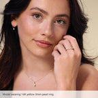 14K Yellow Cultured White Freshwater Pearl Ring