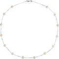 Sterling Silver Cultured White Freshwater Pearl 14-Station 18" Necklace