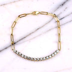 14KWY Paperclip Diamond Bracelet 7''