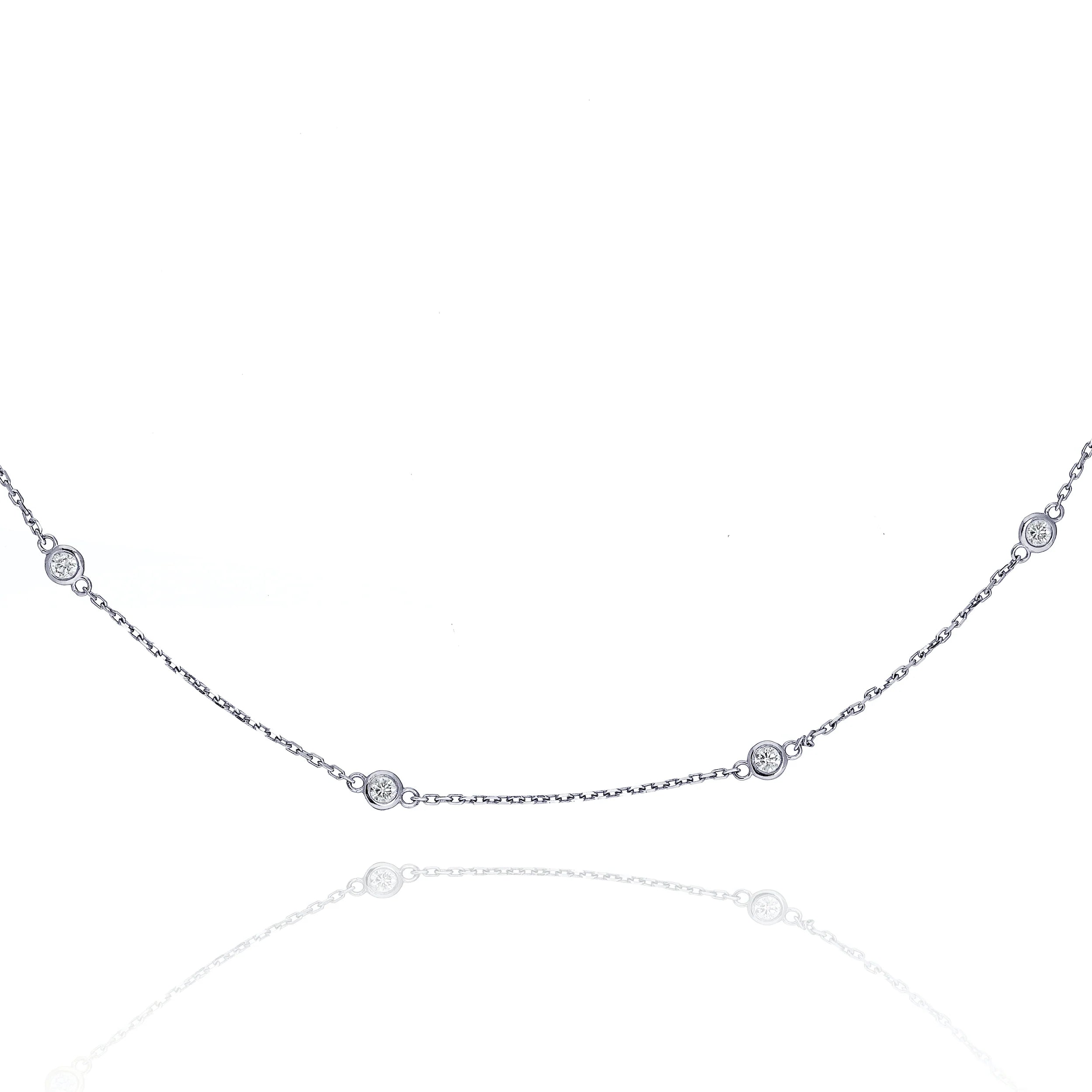 14K White Gold Diamonds by the Yard Necklace – 0.90 CTW