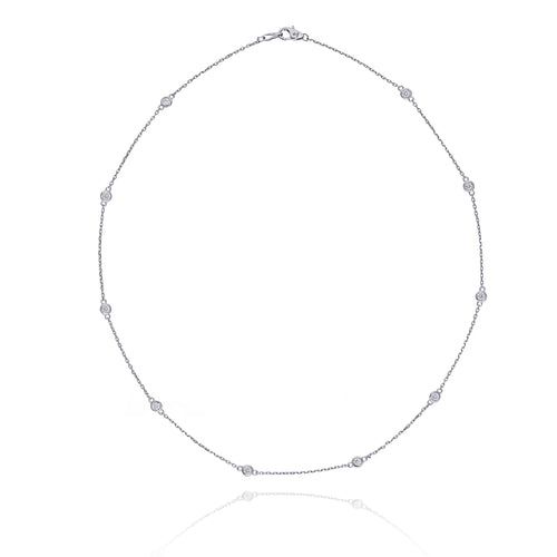 14K White Gold Diamonds by the Yard Necklace – 0.90 CTW