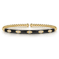 Pre-owned | Enamel - 14K Yellow Gold Bujukan Beads and Diamond Split Bangle with Black Enamel