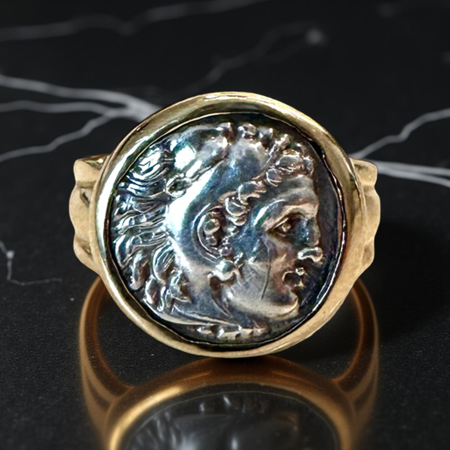 Pre-owned | 14K Yellow Gold Ancient Coin Ring