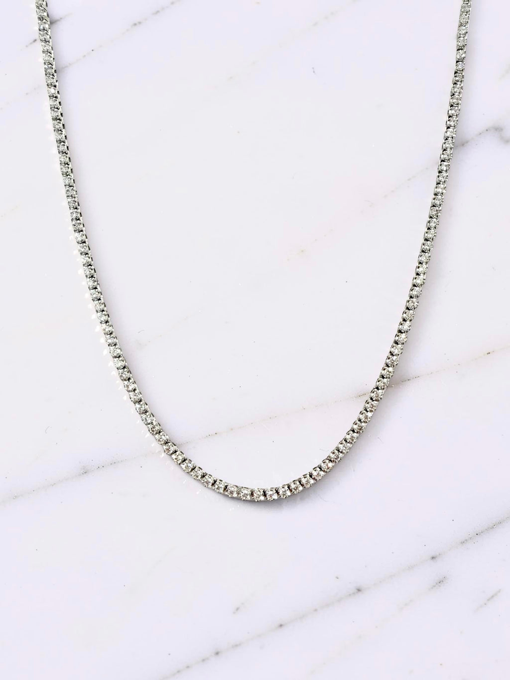 14KW Diamond Tennis Necklace 17''