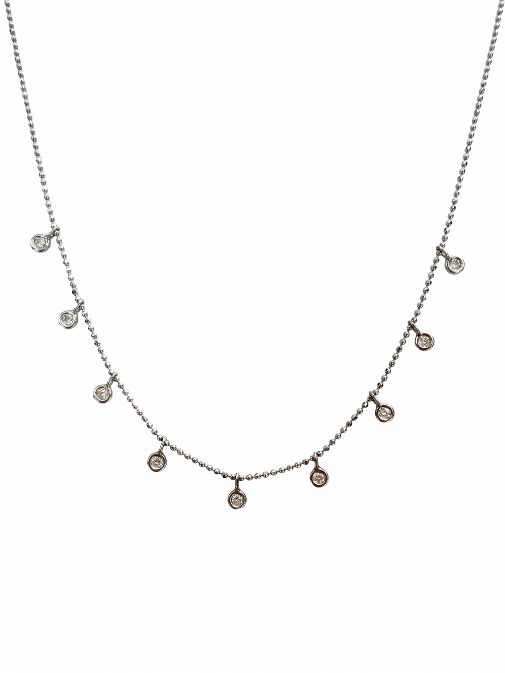 18'' 14K White Gold BIB Diamond Necklace