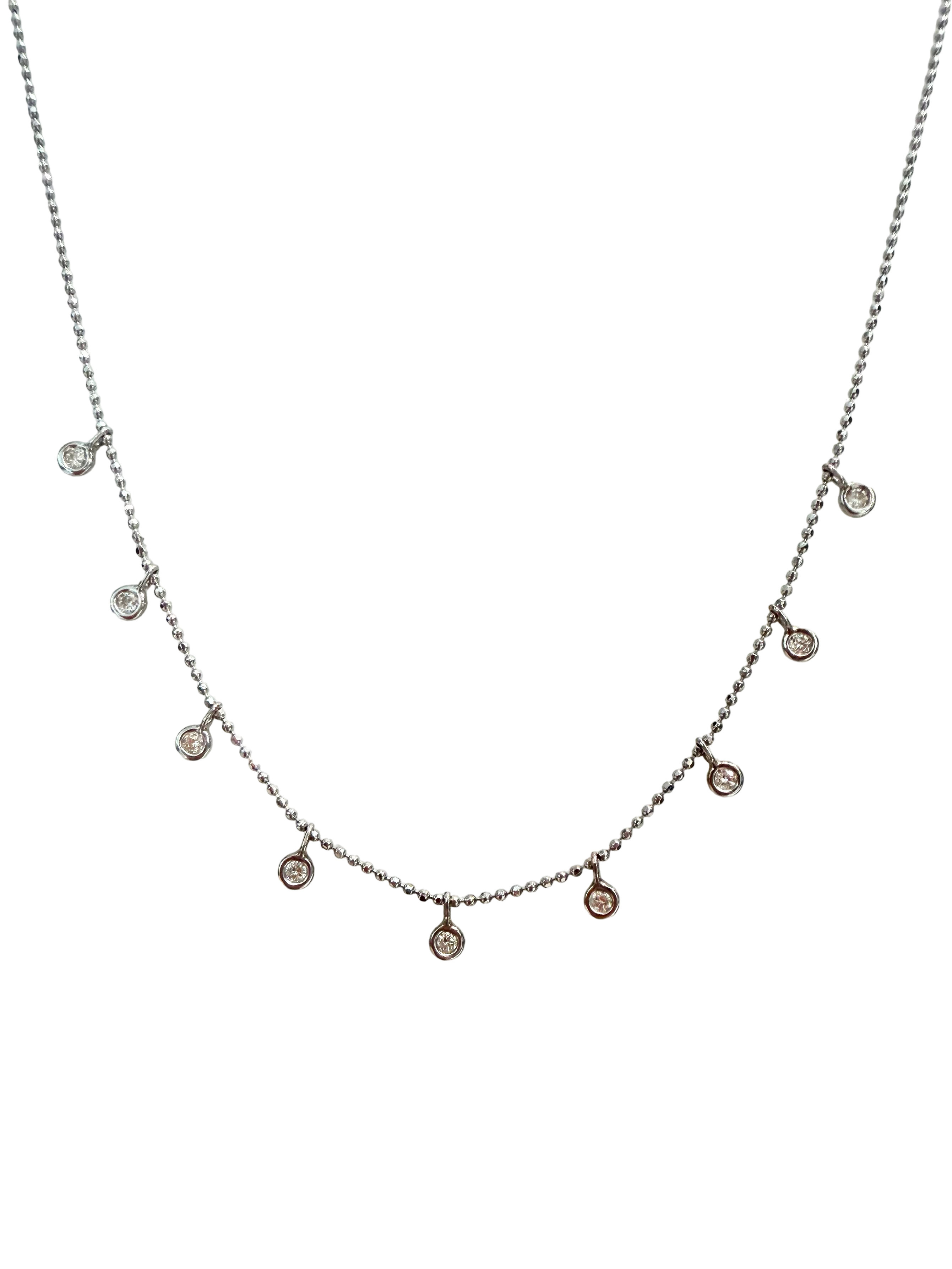 18'' 14K White Gold BIB Diamond Necklace