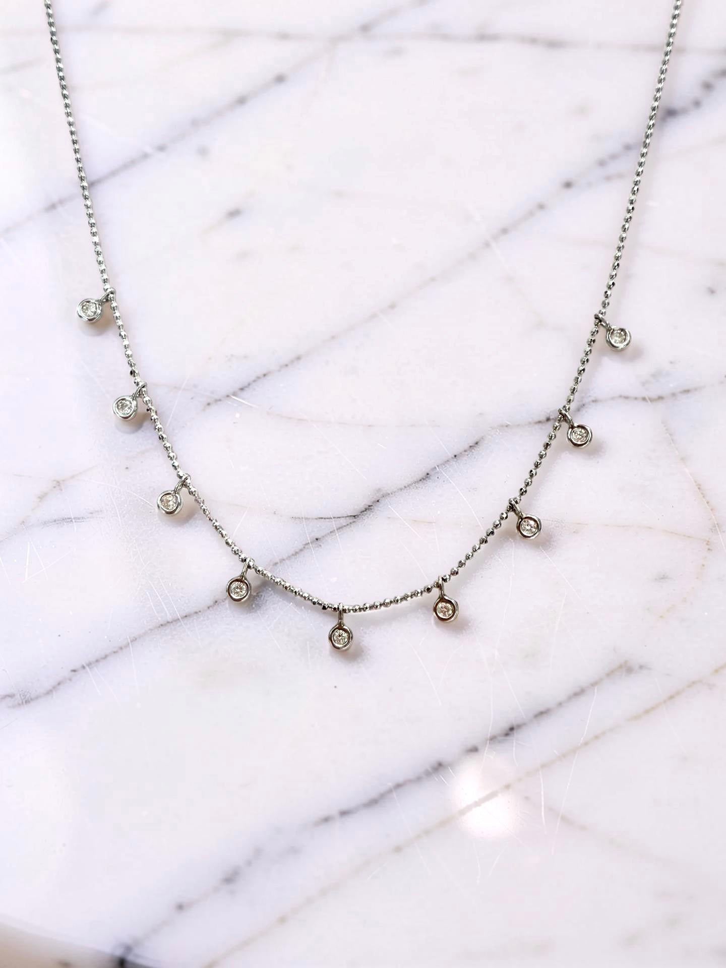18'' 14K White Gold BIB Diamond Necklace