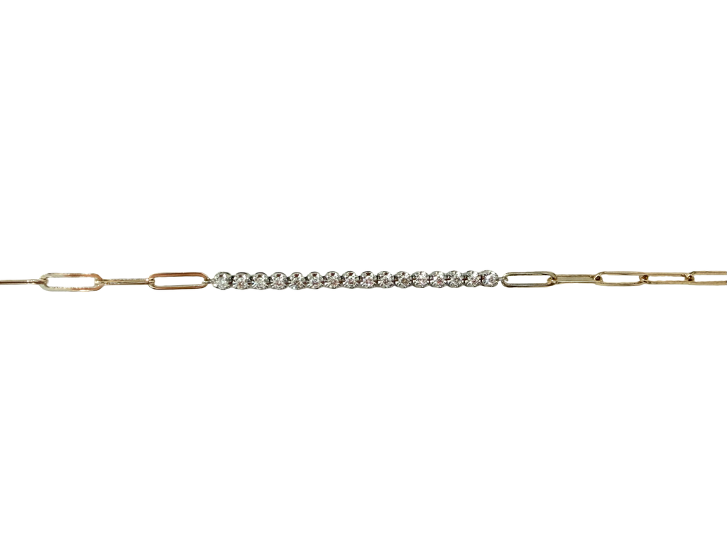 14KWY Paperclip Diamond Bracelet 7''