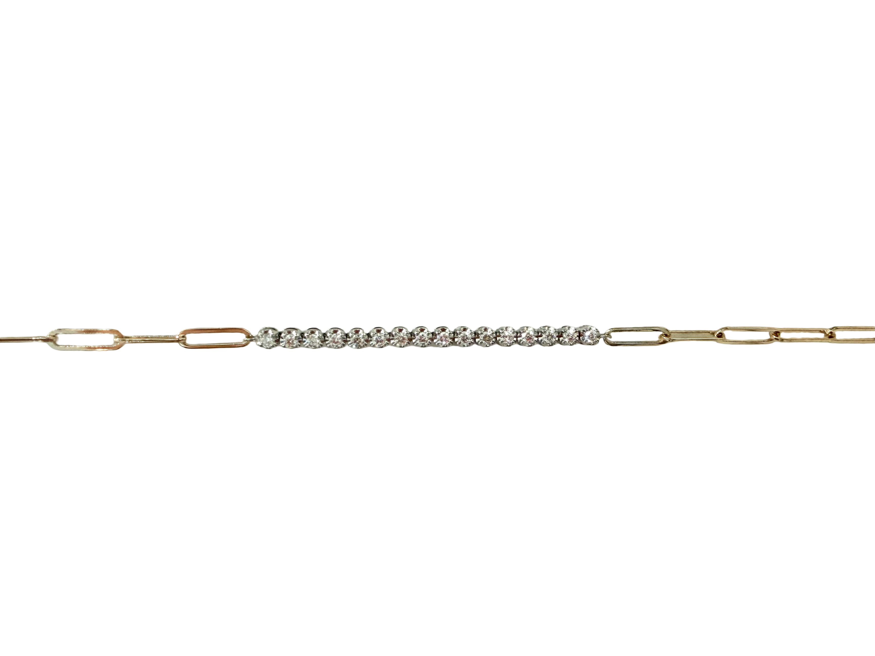 14KWY Paperclip Diamond Bracelet 7''