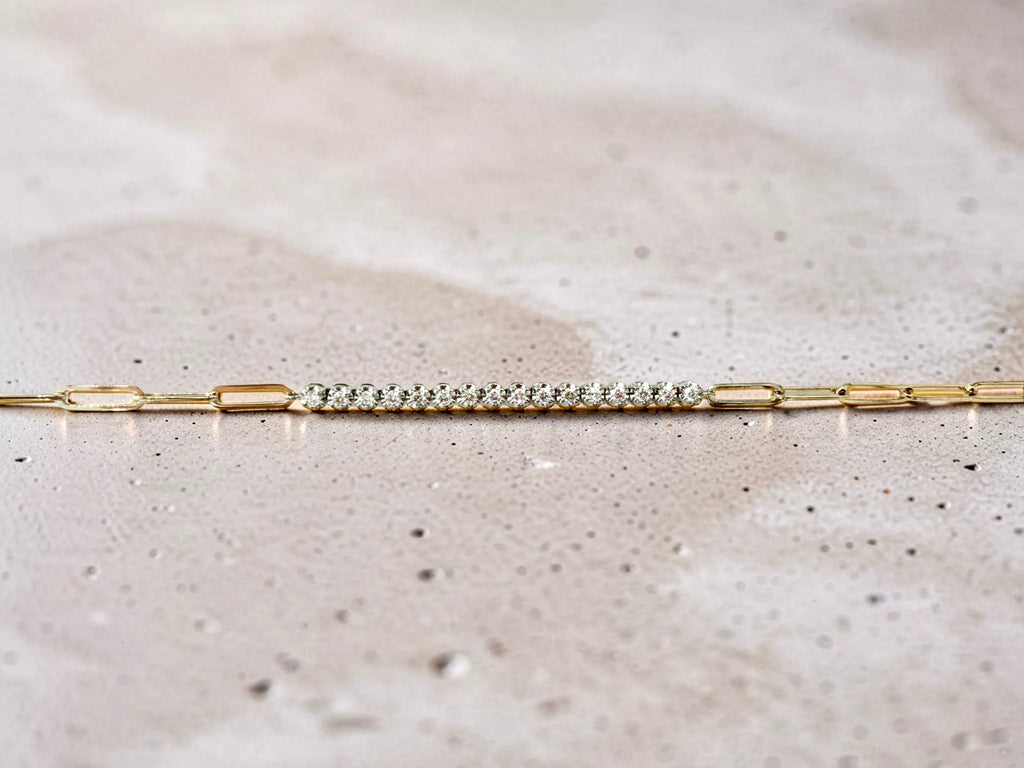 14KWY Paperclip Diamond Bracelet 7''