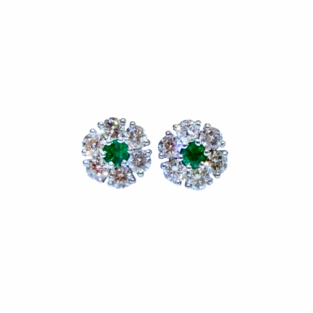 14K WHITE GOLD MUVO EMERALD EARRINGS
