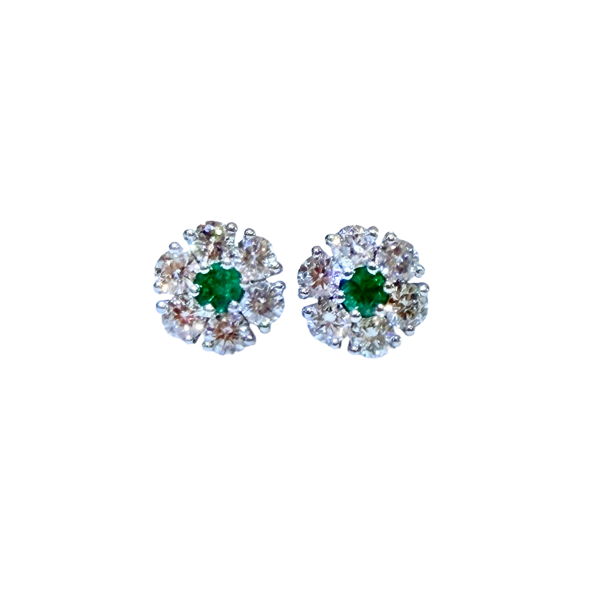 14K WHITE GOLD MUVO EMERALD EARRINGS
