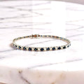 14K White Gold Sapphire and Diamond Bracelet 7''