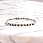14K White Gold Sapphire and Diamond Bracelet 7''