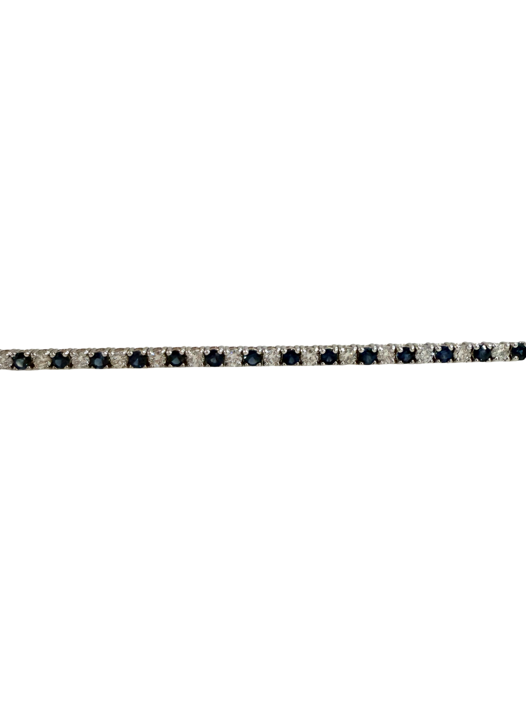 14K White Gold Sapphire and Diamond Bracelet 7''