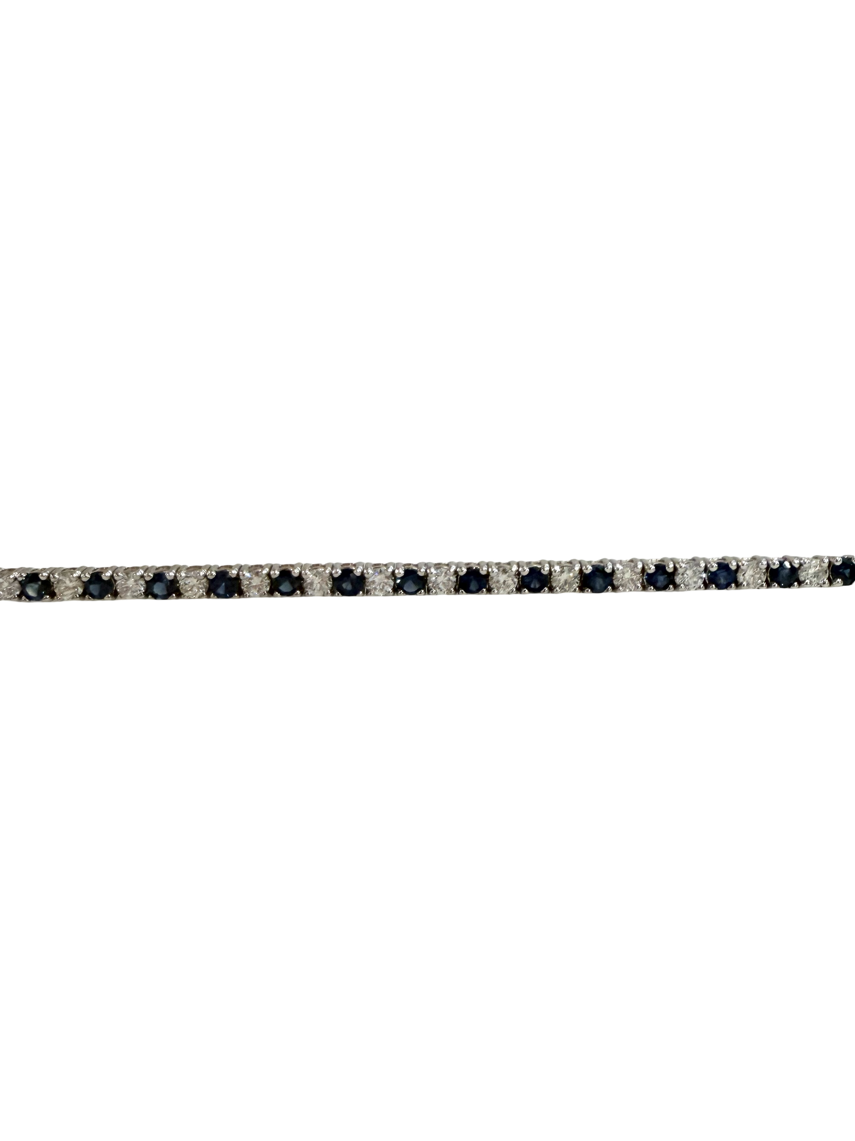 14K White Gold Sapphire and Diamond Bracelet 7''