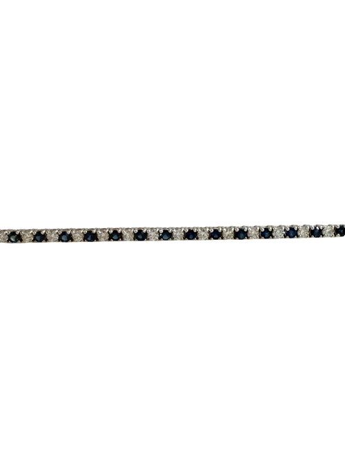 14K White Gold Sapphire and Diamond Bracelet 7''