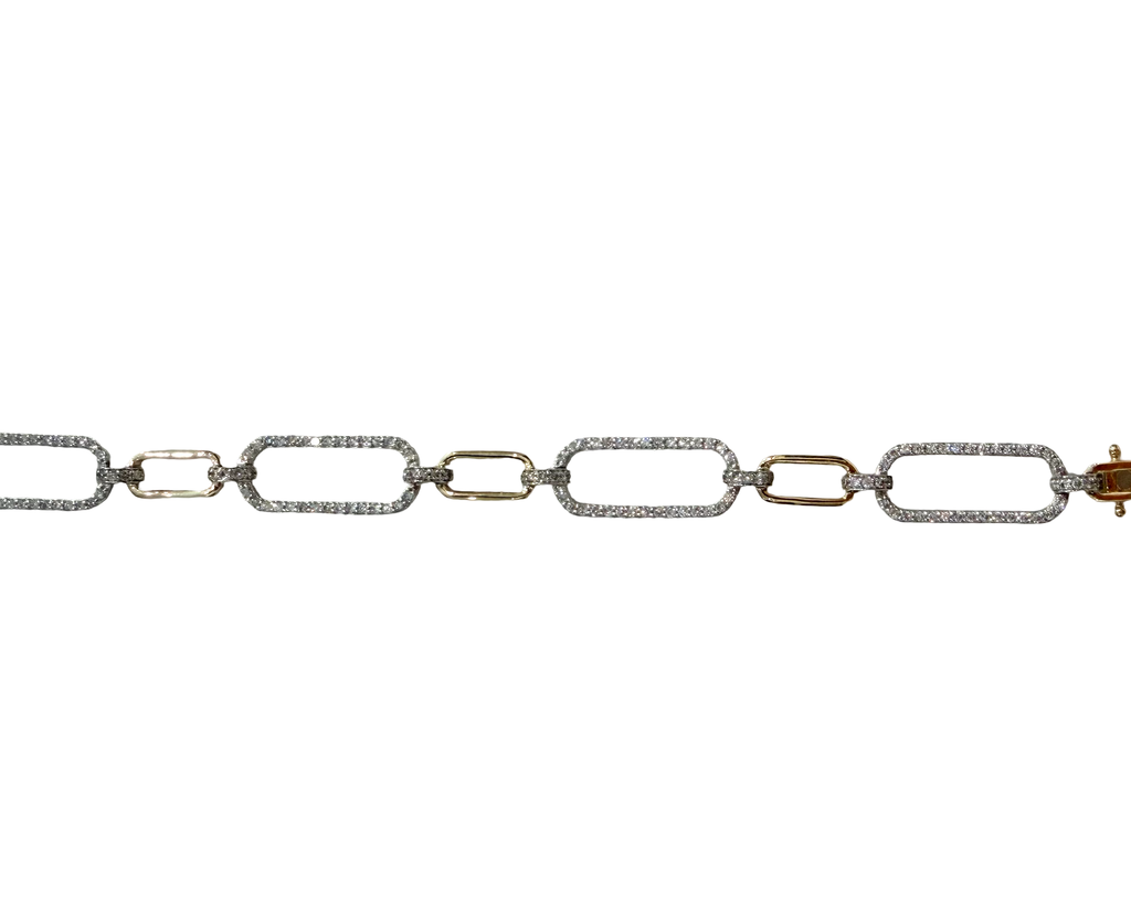 14KWY Italian Paperclip Diamond Bracelet