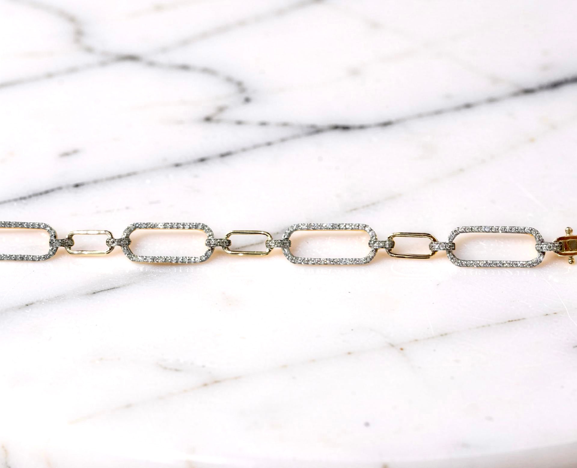 14KWY Italian Paperclip Diamond Bracelet