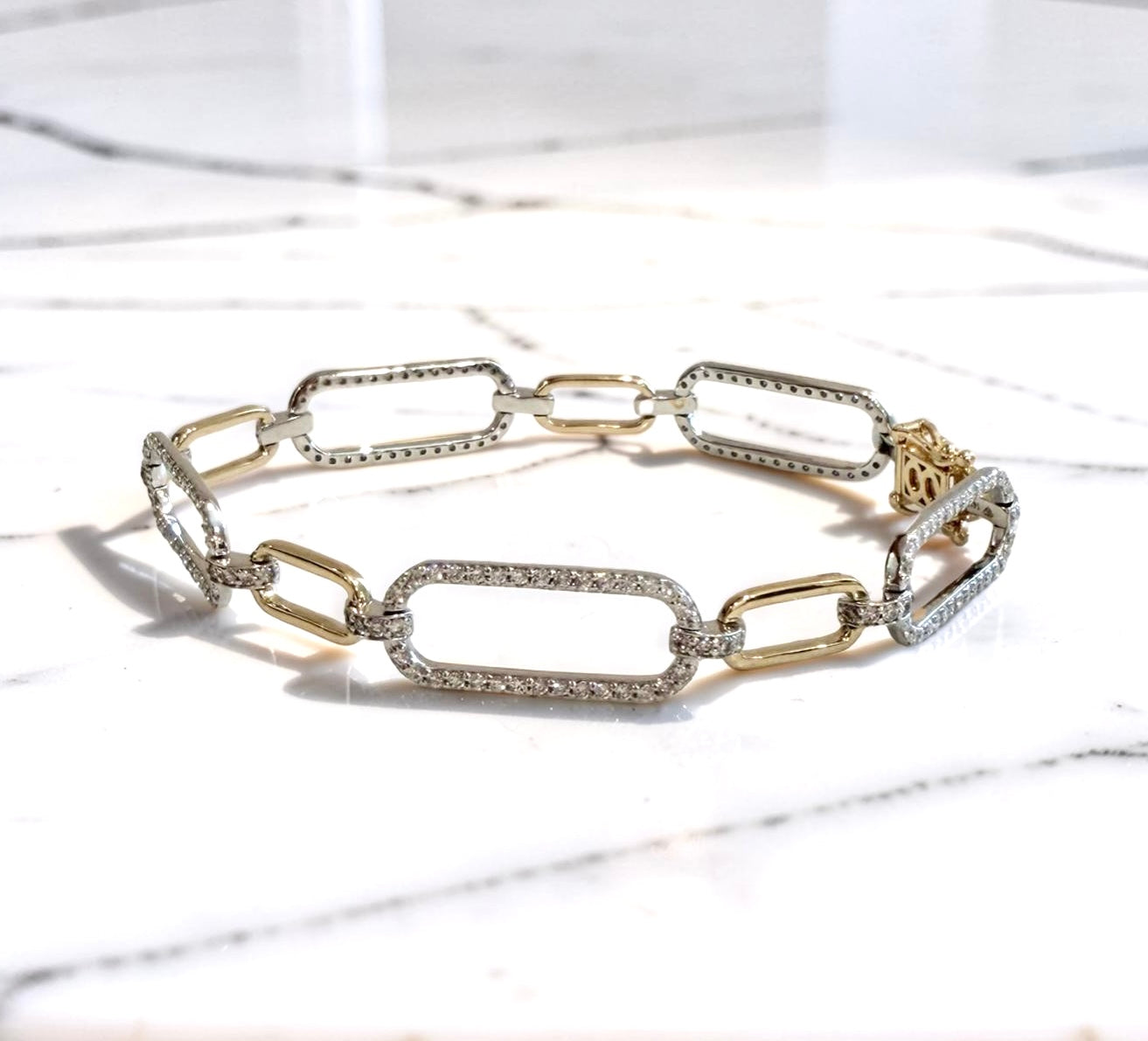 14KWY Italian Paperclip Diamond Bracelet