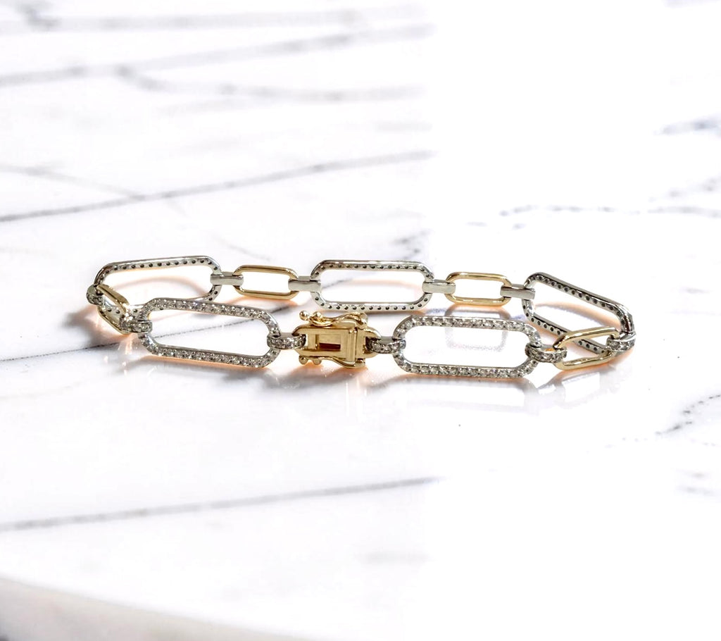 14KWY Italian Paperclip Diamond Bracelet