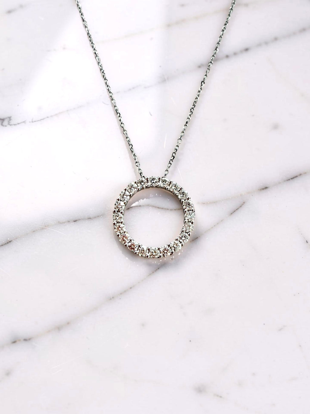 14KW Eternity Pendant with Paperclip Chain