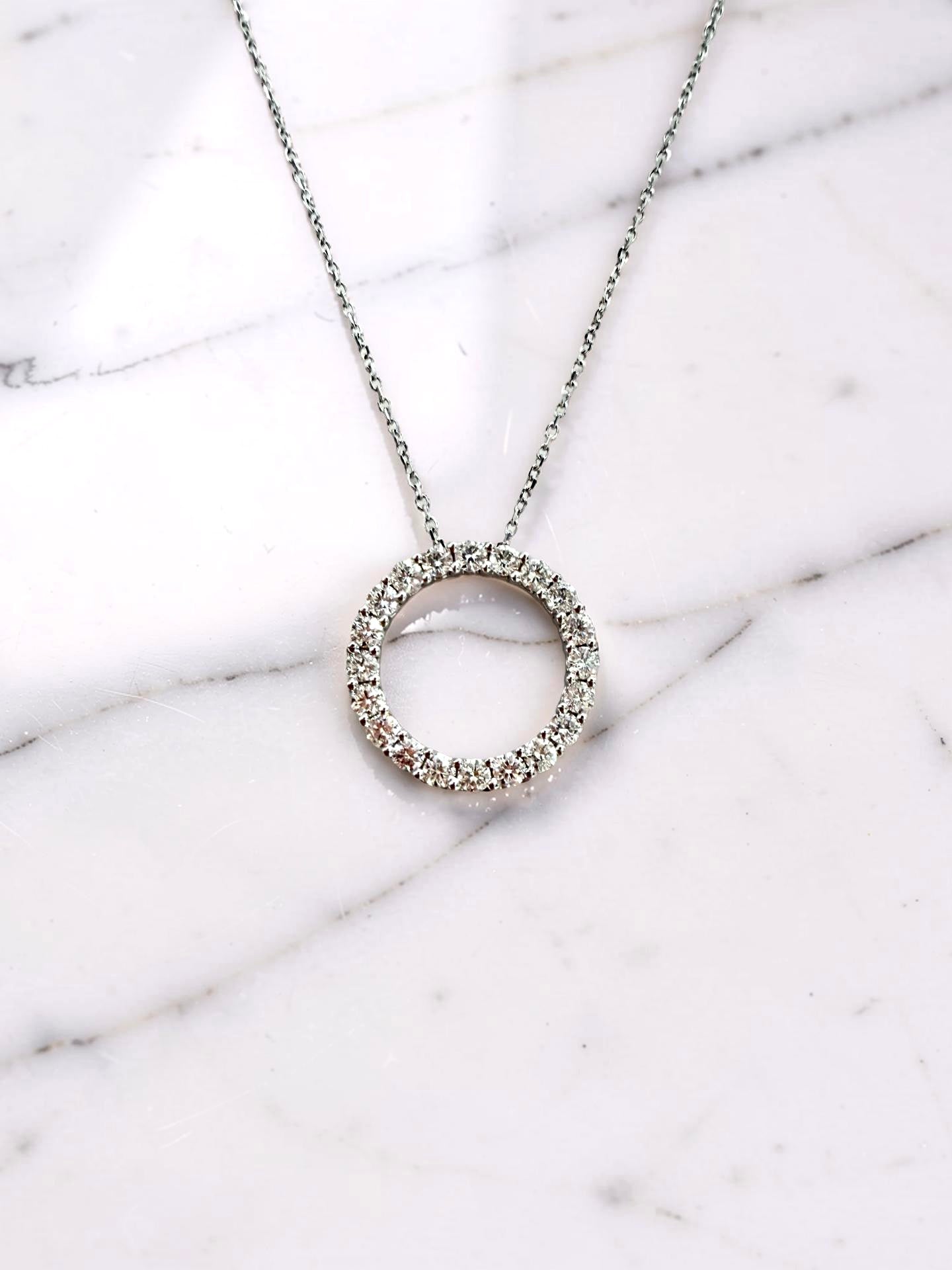 14KW Eternity Pendant with Paperclip Chain