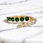Emerald and Diamond Bypass Ring