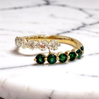 Emerald and Diamond Bypass Ring