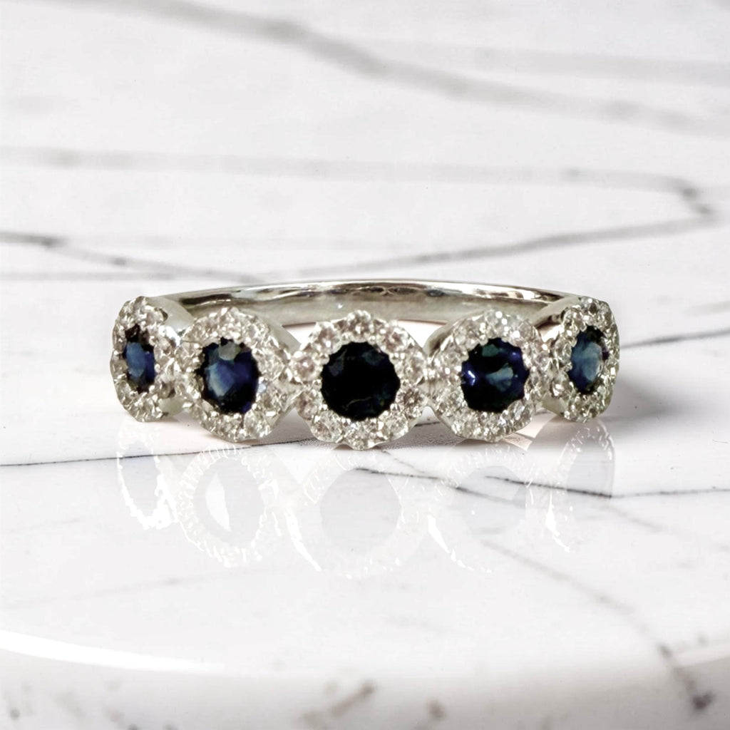 Sapphire & Diamond Stackable Band