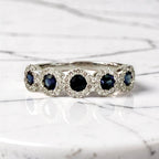 Sapphire & Diamond Stackable Band