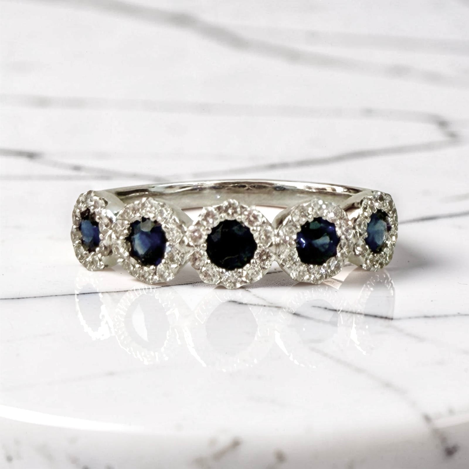 Sapphire & Diamond Stackable Band