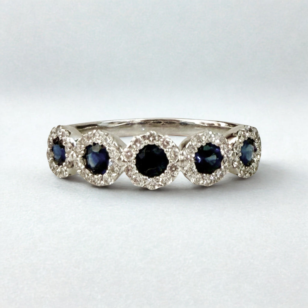 Sapphire & Diamond Stackable Band