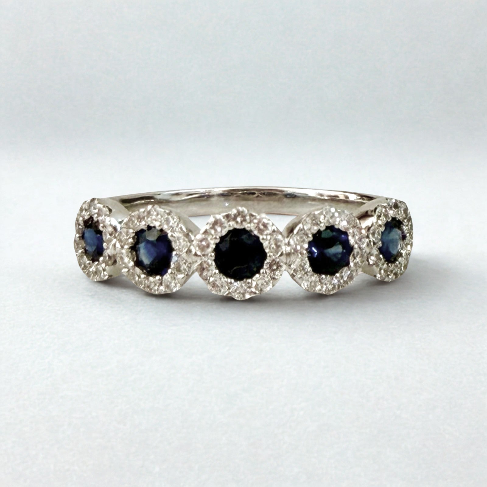 Sapphire & Diamond Stackable Band