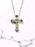 Lab Grown Diamond Cross Pendant Necklace | 1.50 CTW Baguette Diamonds in 14K White Gold