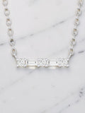 0.12 Carat Mixed Diamond Bar Necklace in 14K White Gold