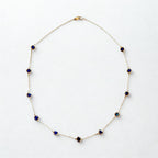 14K Yellow Gold Sapphire Station Necklace 18''