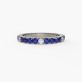 Blue Sapphire & Diamond Birthstone Band