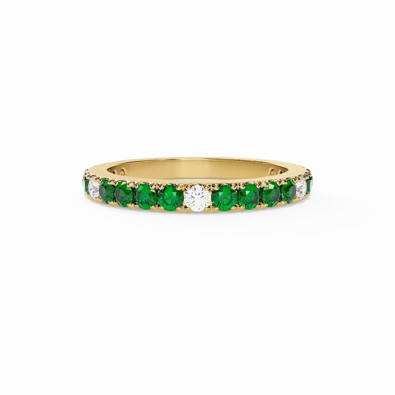 Emerald & Diamond Birthstone Band