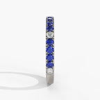 Blue Sapphire & Diamond Birthstone Band